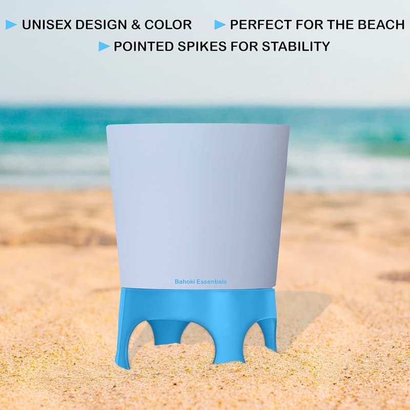 Beach Drink Holder Coaster Set - 4 Pack for Bottles & Sunglasses