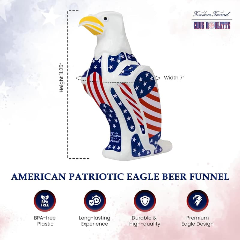4th of July American Flag Beer Bong with Bald Eagle