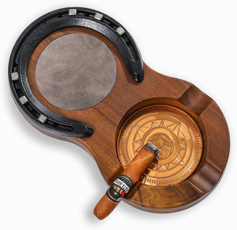 Handmade Wooden Whiskey Glass & Cigar Ashtray Coaster Tray