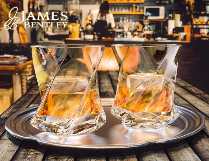 Hand Blown Crystal Whiskey Glass Set with Ice Mold for Men