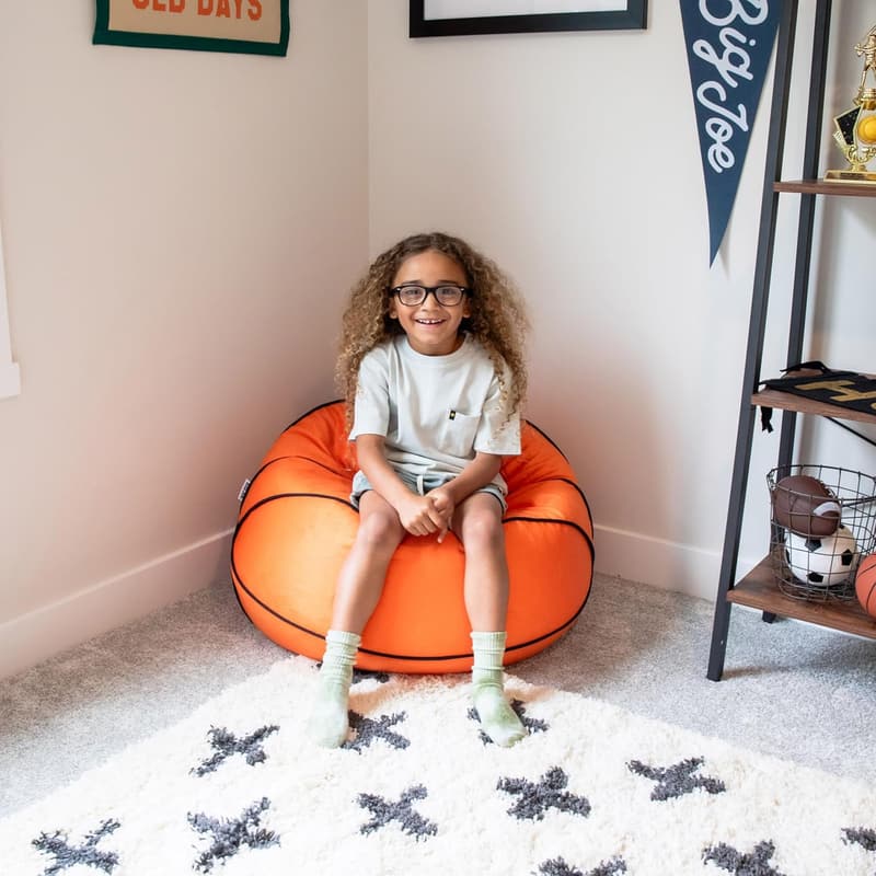 Child-Sized Basketball Bean Bag Chair, Soft Polyester, 2.5 ft