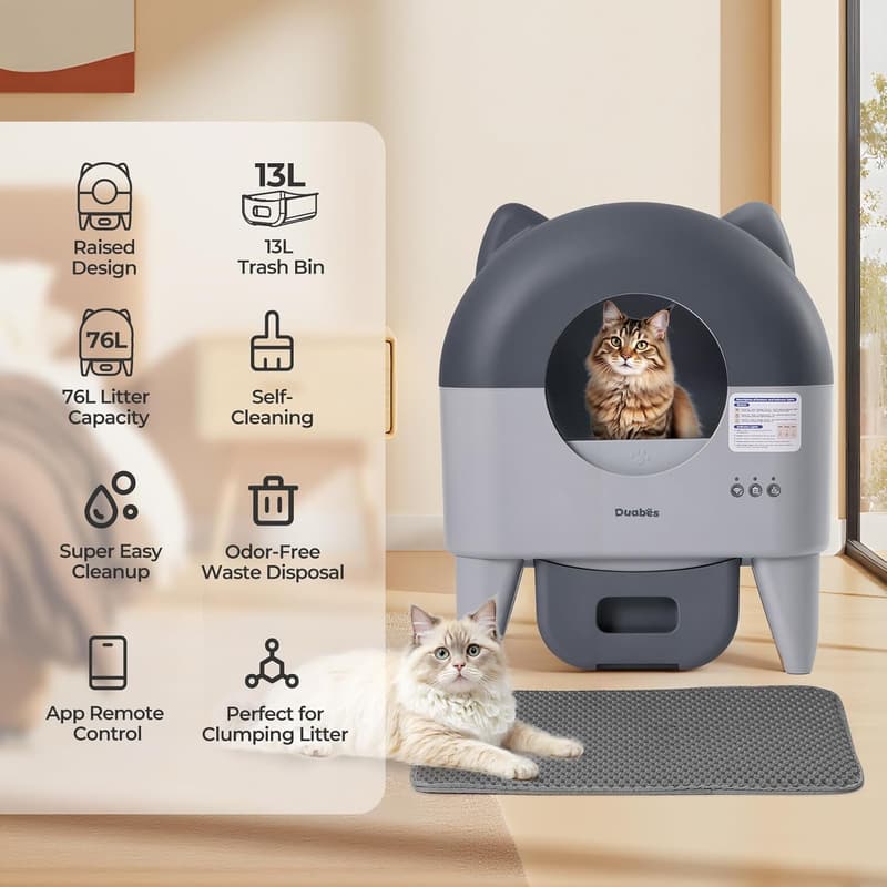 Automatic Extra Large Self-Cleaning Litter Box for Multiple Cats