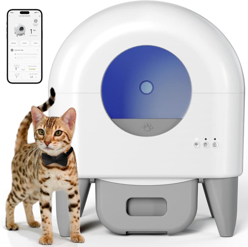 Automatic Self-Cleaning Litter Box for Multiple Cats, Grey