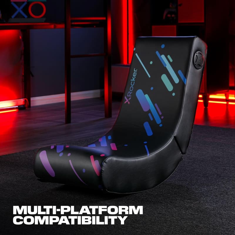 Video Gaming Floor Rocker Chair with Built-in Speakers, Foldable