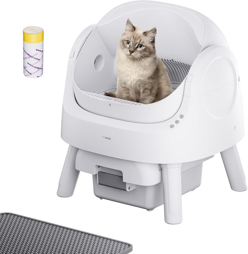 Automatic Self-Cleaning Cat Litter Box for Multiple Cats - White