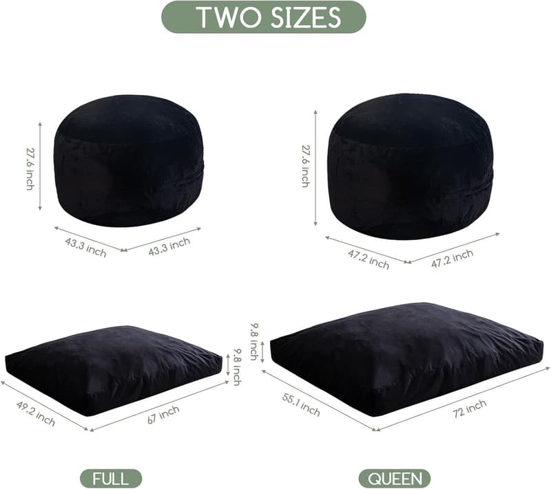 Convertible Giant Bean Bag Chair Bed for Adults, Washable Foam Sofa