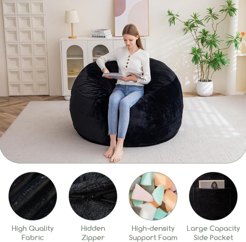 Convertible Giant Bean Bag Chair Bed for Adults, Washable Foam Sofa
