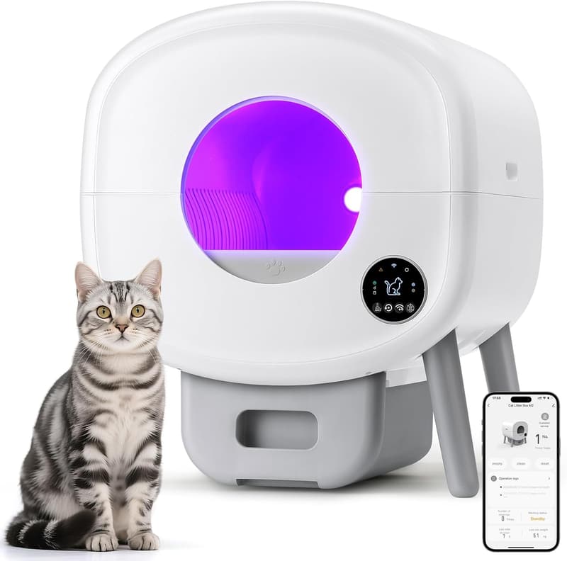 Self-Cleaning Large Cat Litter Box with App Control
