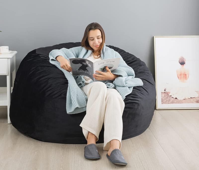 Memory Foam Bean Bag Chair for Adults - 3ft Black