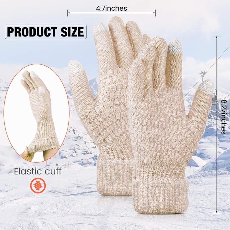 Women's Winter Fleece-Lined Touch Screen Gloves - 4 Pairs