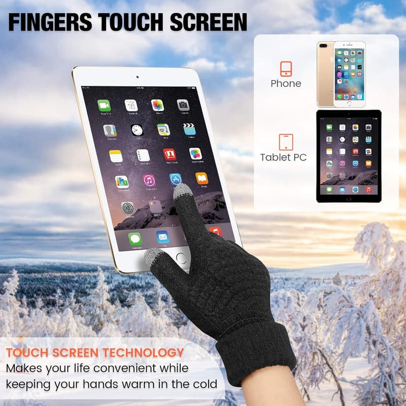 Women's Winter Fleece-Lined Touch Screen Gloves - 4 Pairs