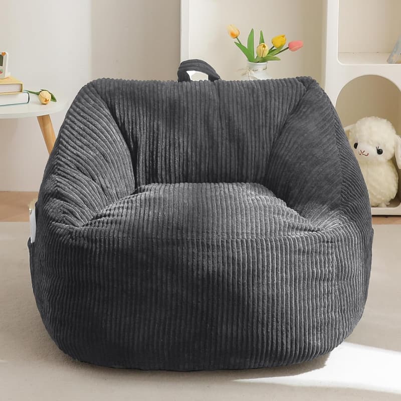 Comfy Kids Bean Bag Chair with Handle - Dark Grey