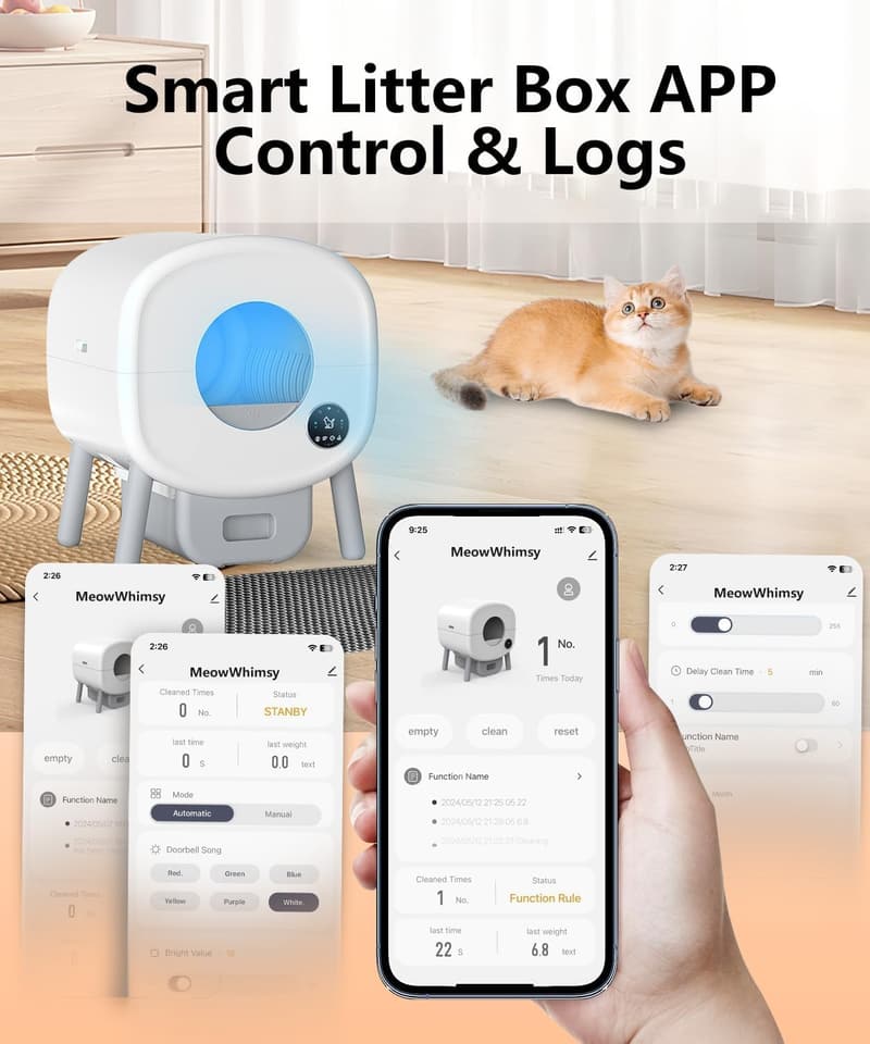 Self-Cleaning Litter Box for Multiple Cats with APP Control