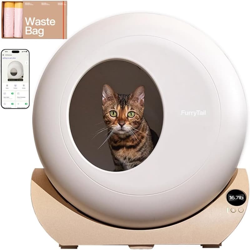 Automatic Cat Litter Box with App & Odor Control - Spacious Design