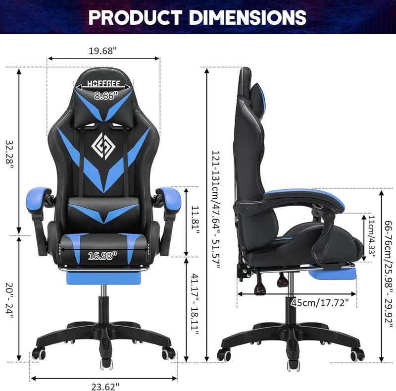 Ergonomic RGB Gaming Chair with Massage & LED Lights