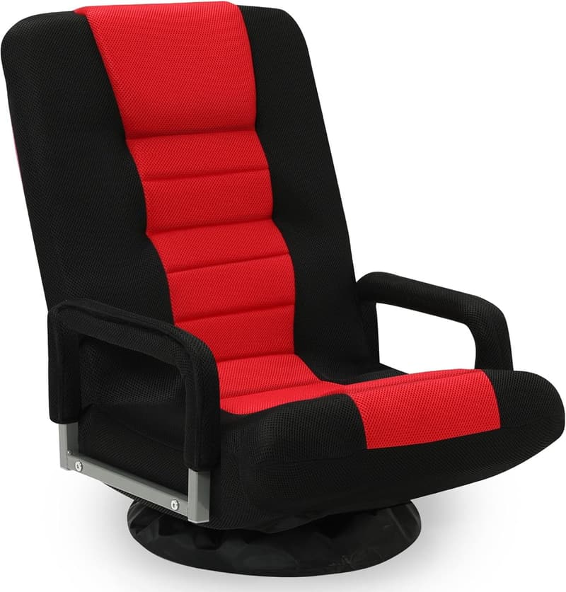 Red Folding Gaming Chair with Armrests & Adjustable Positions