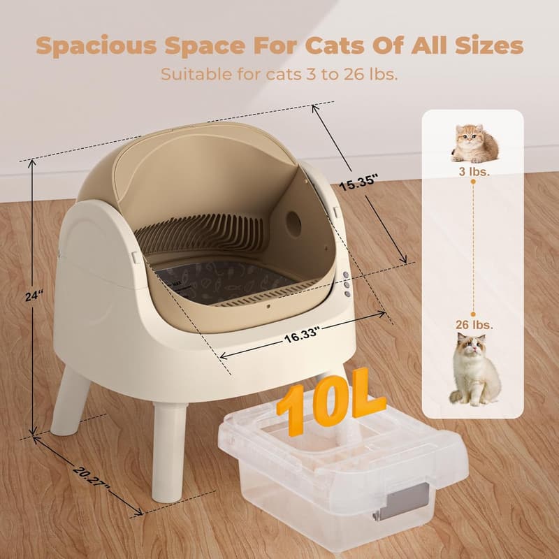 Self-Cleaning Automatic Cat Litter Box with Safety Sensor