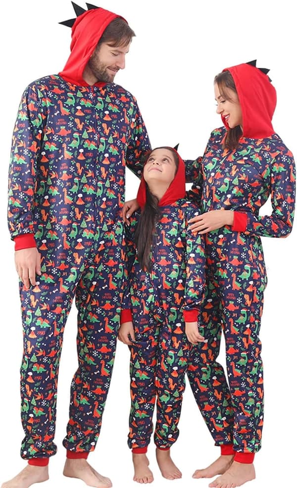 Family Matching Hooded Reindeer Print Christmas Onesie