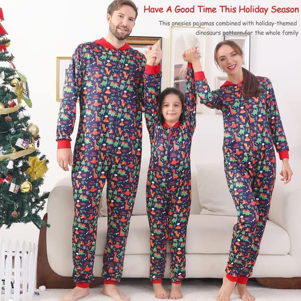 Family Matching Hooded Reindeer Print Christmas Onesie