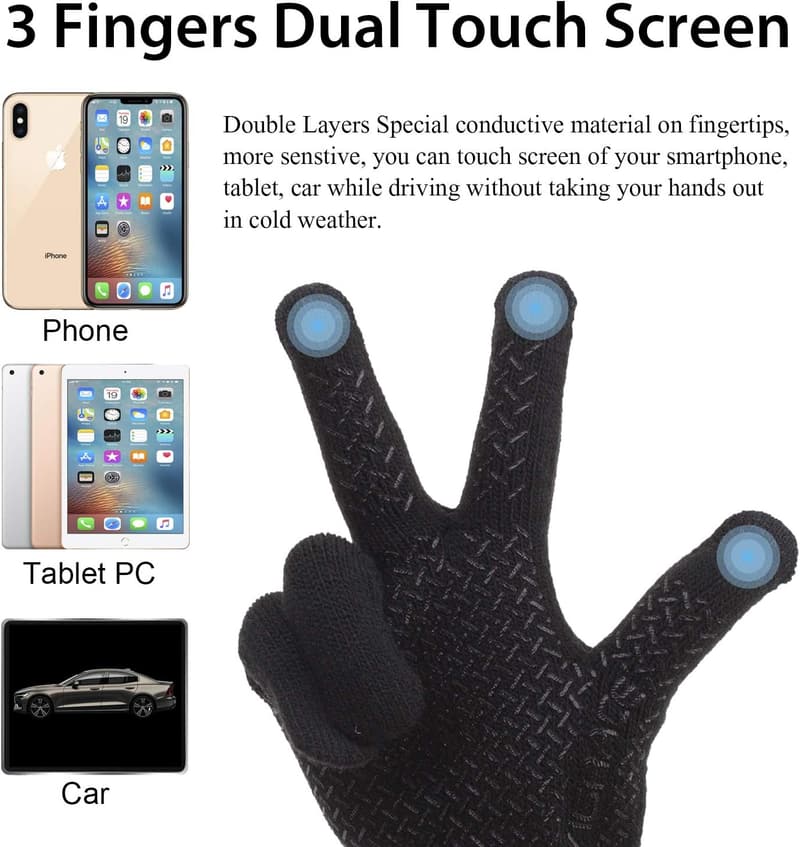 Warm Winter Touchscreen Gloves for Men and Women - Anti-Slip Knit