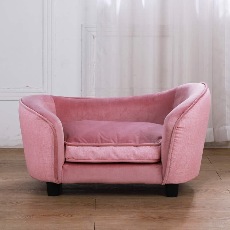 Washable Velvet Pet Sofa Bed for Small Dogs and Cats (Pink)