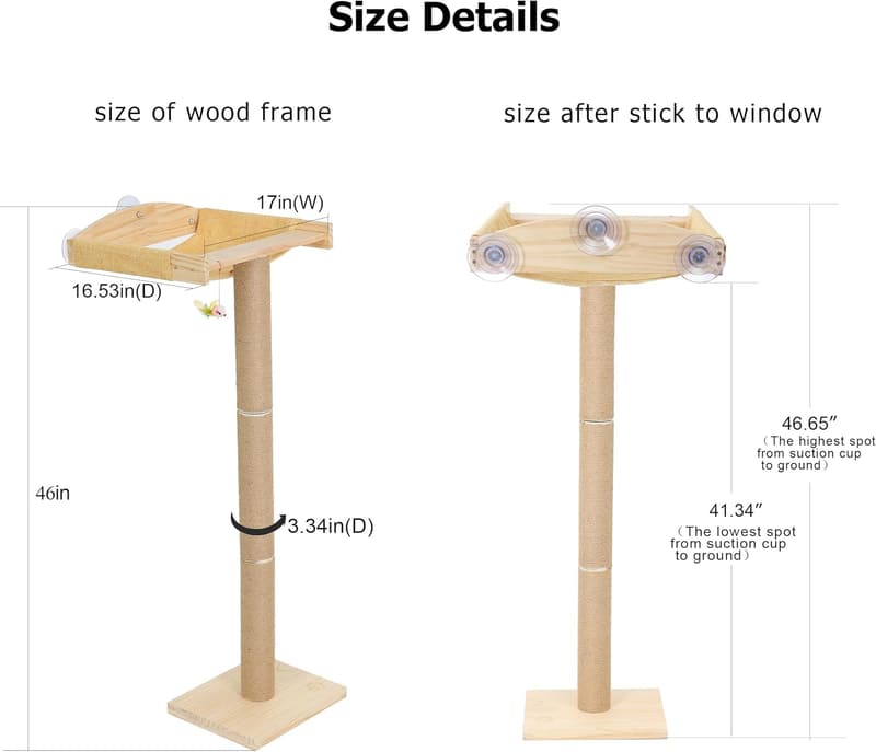 Cat Window Perch with Climbing Tree Hammock and Scratching Posts