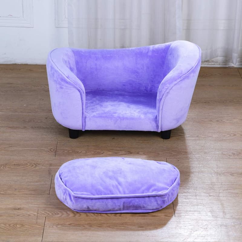 Velvet Pet Sofa Bed with Washable Cushion for Small Dogs and Cats