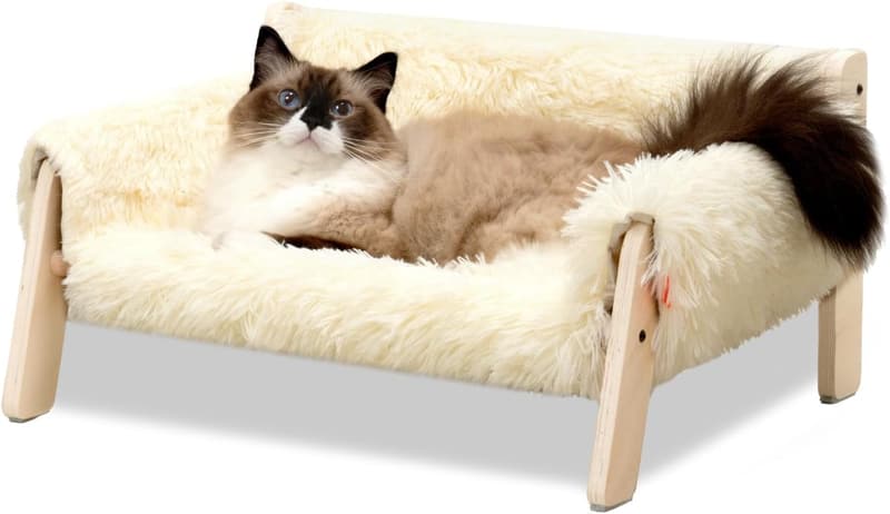 Elevated Cat Sofa Bed with Removable Cover for Indoor Pets