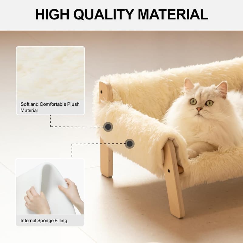 Elevated Cat Sofa Bed with Removable Cover for Indoor Pets