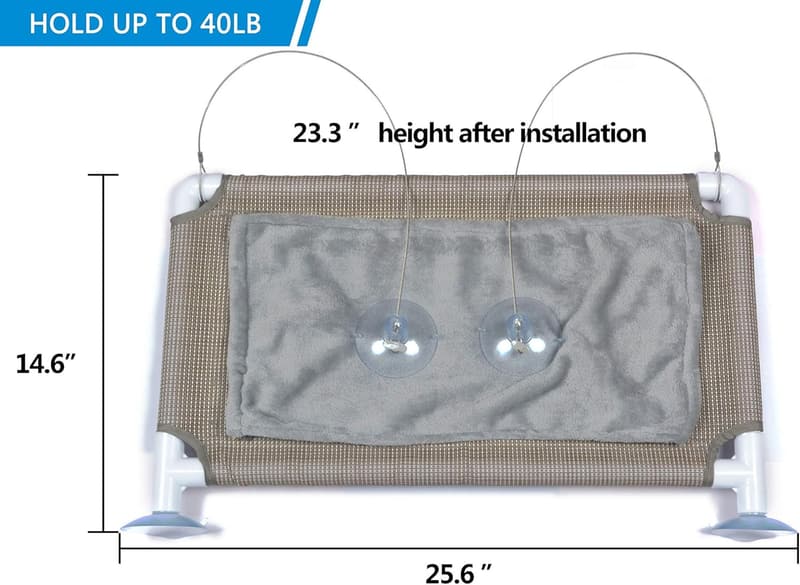 Window Cat Hammock Perch – Space-Saving Beige Bed for Large Cats