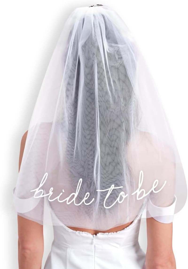 Bachelorette Bride-to-Be Embroidered Veil and Headband Set