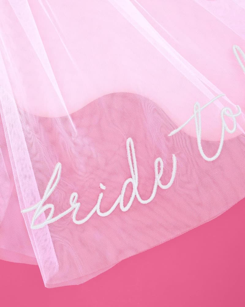 Bachelorette Bride-to-Be Embroidered Veil and Headband Set