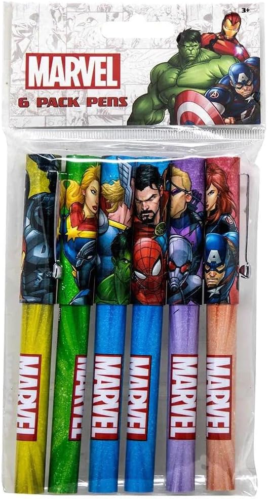 Disney Marvel Avengers 6-Piece Ballpoint Pen Set for All Ages