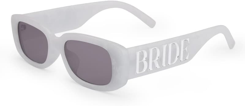 Bachelorette Party White & Silver Marble Bride Sunglasses