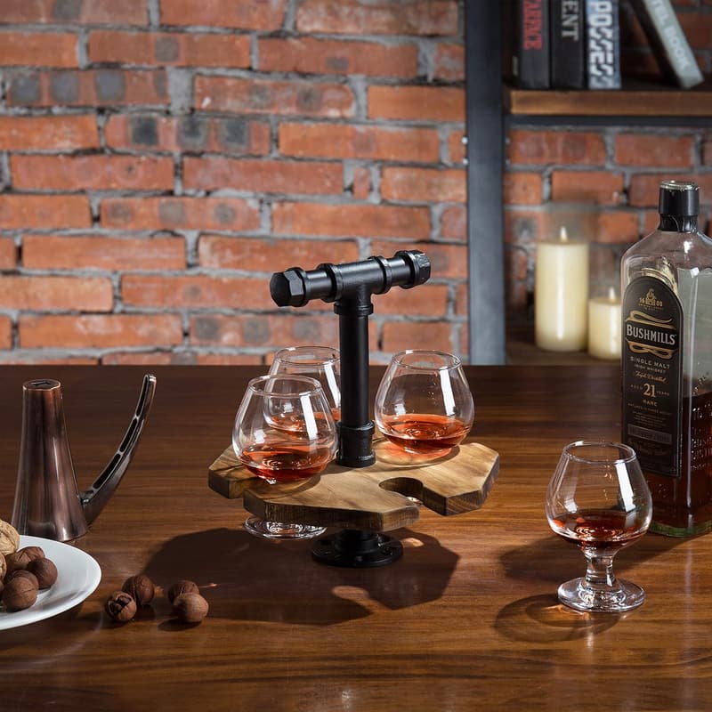 Rustic Beer & Whiskey Flight Set with Snifter Glasses