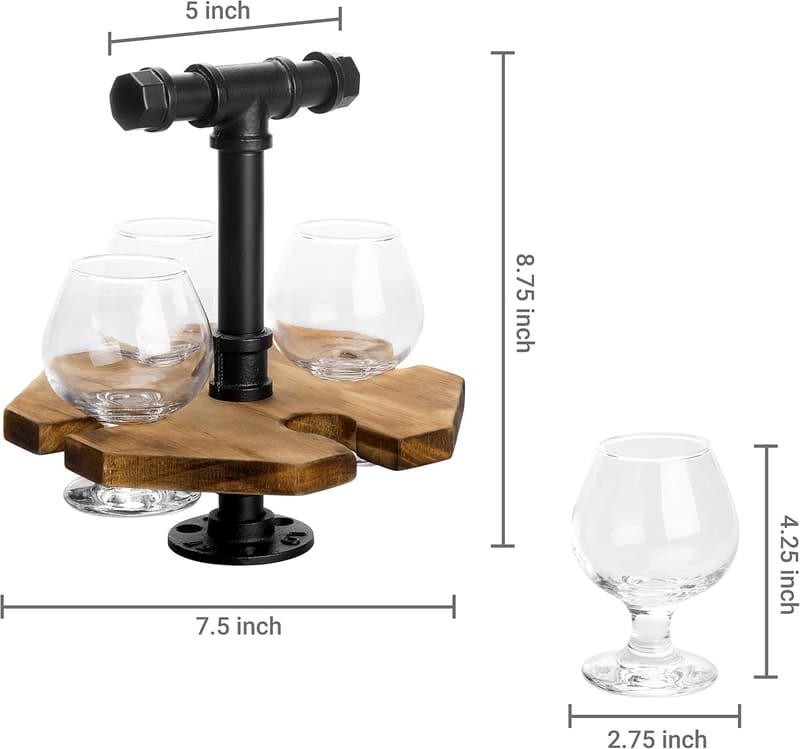 Rustic Beer & Whiskey Flight Set with Snifter Glasses