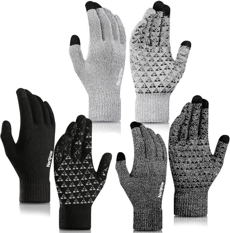Touchscreen Winter Gloves for Men and Women - 3-Pack Fleece Lined