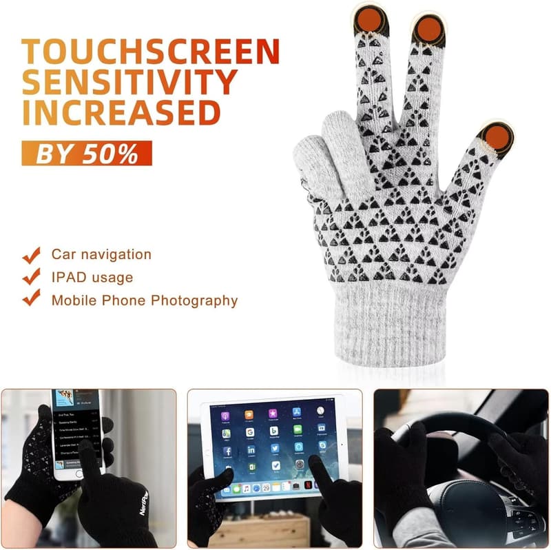 Touchscreen Winter Gloves for Men and Women - 3-Pack Fleece Lined