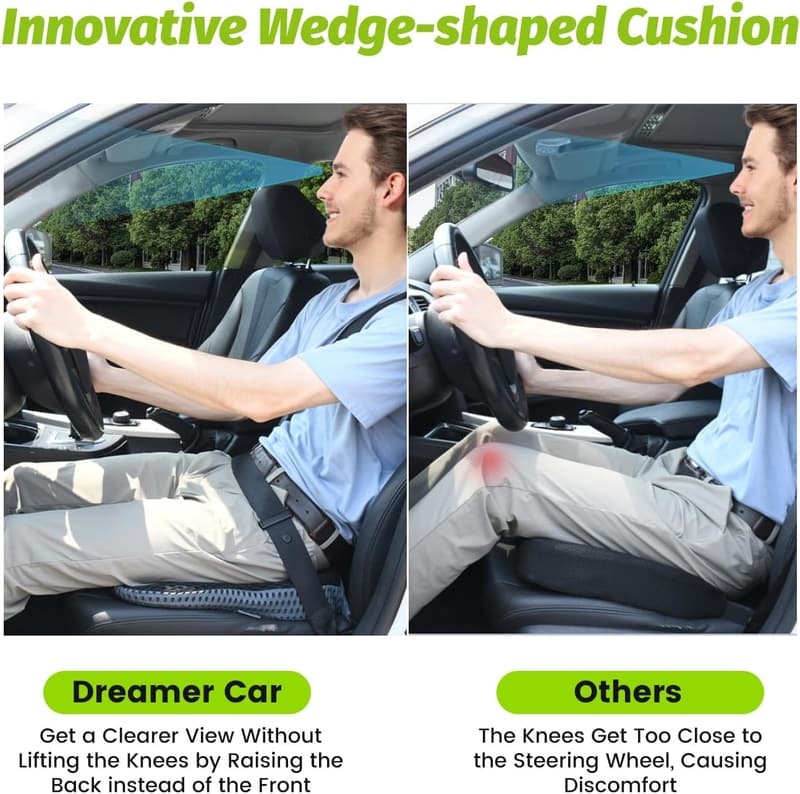 Car Seat Cushion with Wedge Design for Driving Comfort