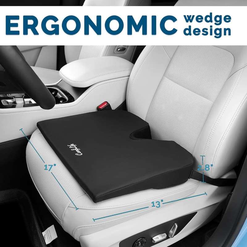 Car Seat Cushion for Pain Relief – Premium Wedge Foam (Black)