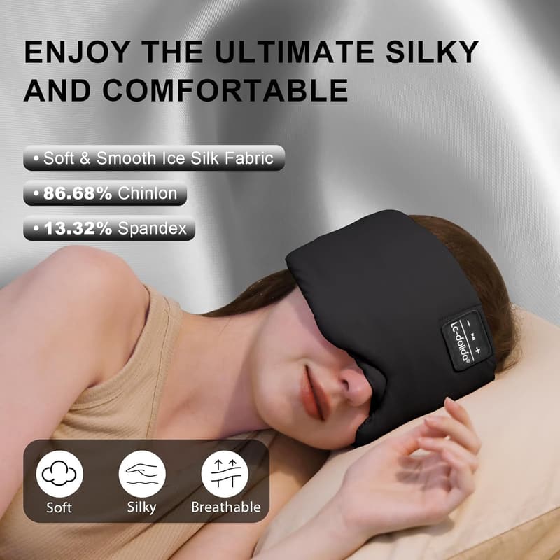 Bluetooth Sleep Mask with Total Blackout - Ice Silk Comfort