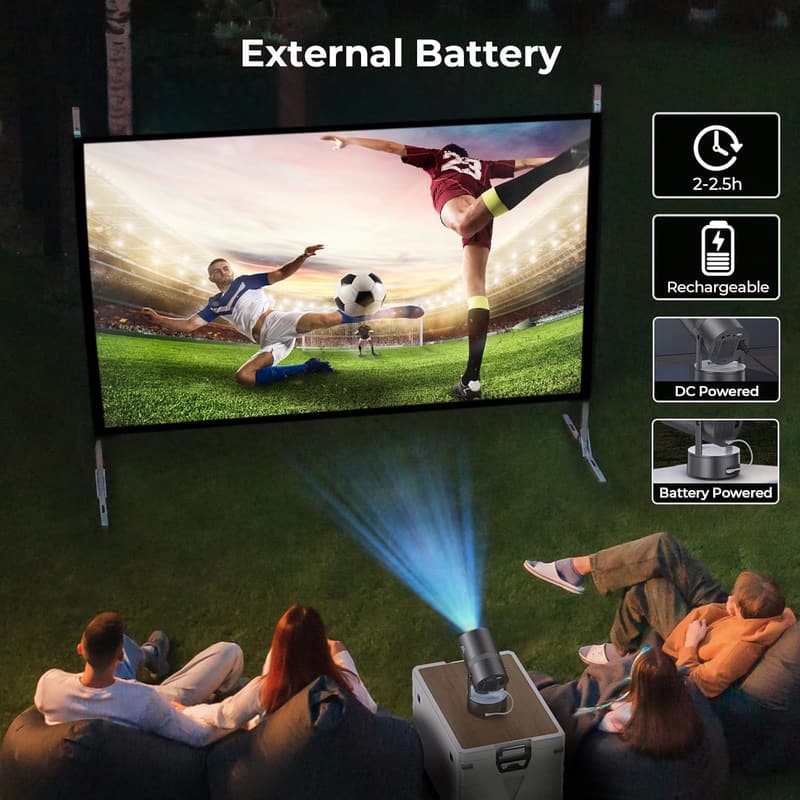 Portable Mini Projector with WiFi, Bluetooth, 150'' Screen