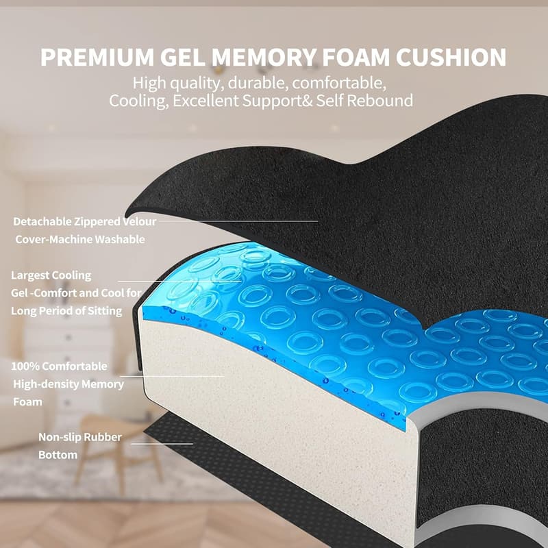 Memory Foam Cooling Gel Seat Cushion for Pain Relief