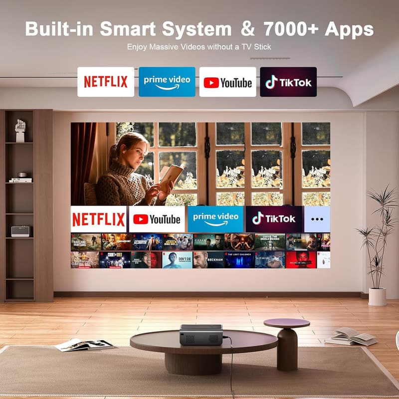 Native 1080P Smart Projector with WiFi & Bluetooth