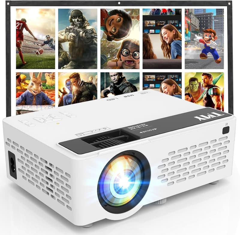 TMY 1080P Bluetooth Mini Projector with Screen for Indoor/Outdoor Use