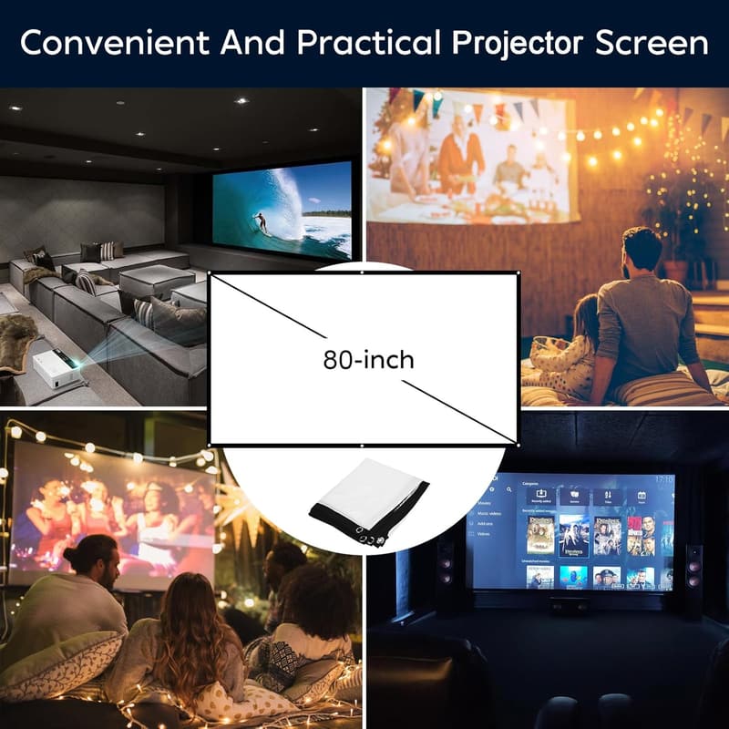 TMY 1080P Bluetooth Mini Projector with Screen for Indoor/Outdoor Use