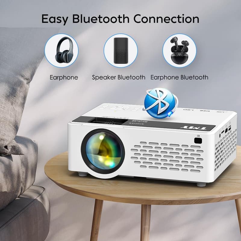 TMY 1080P Bluetooth Mini Projector with Screen for Indoor/Outdoor Use
