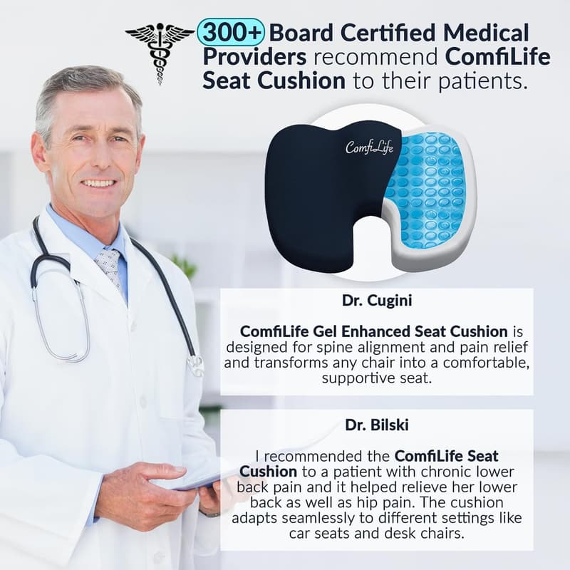 ComfiLife Gel Seat Cushion for Tailbone Pain Relief - Navy