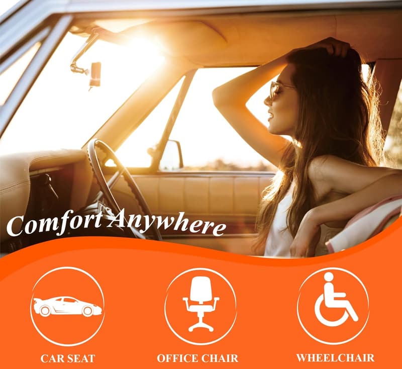 Memory Foam Car Seat Cushion for Comfort - Black