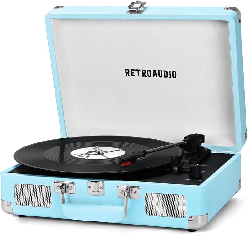 Bluetooth Portable Vinyl Record Player with Built-in Speakers